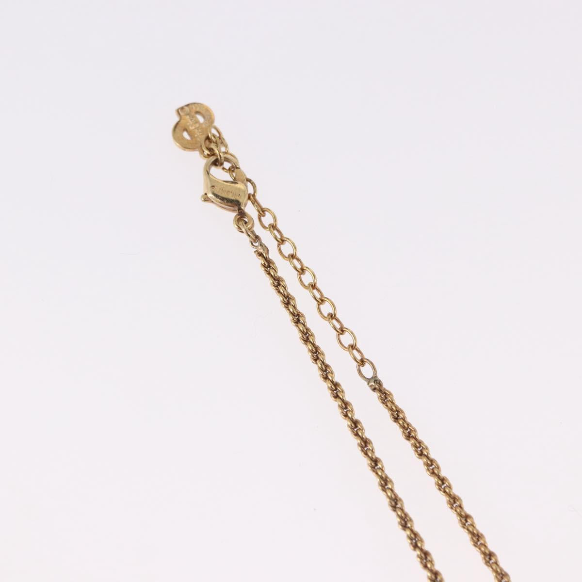 Christian Dior Colored Stone Necklace Metal Gold Tone Auth SW2503A