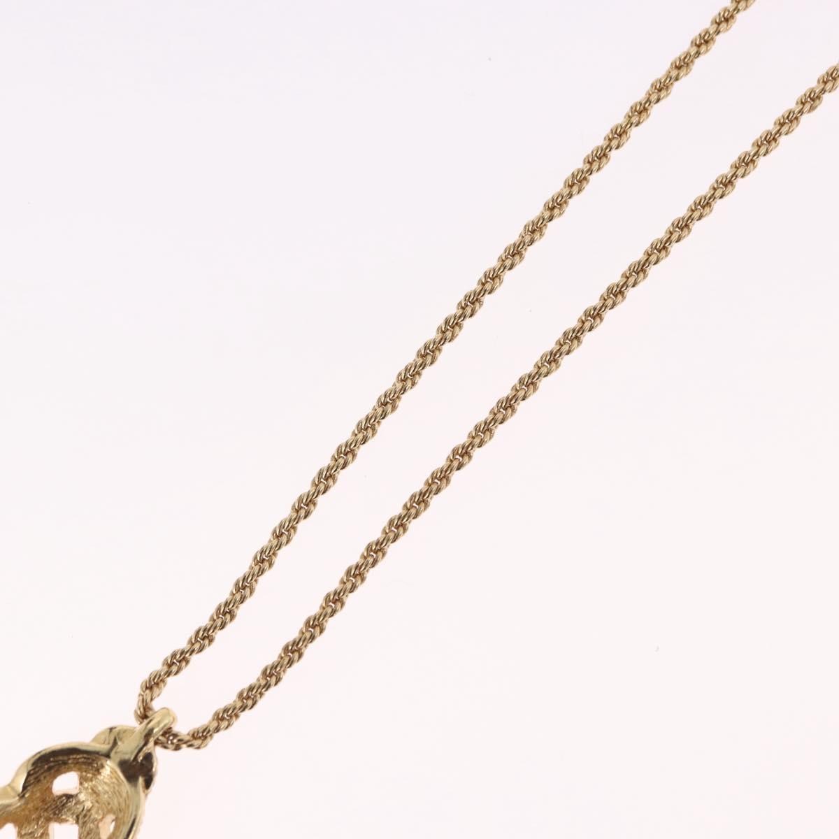 Christian Dior Mesh Top Necklace Metal Gold Tone Auth SW2516