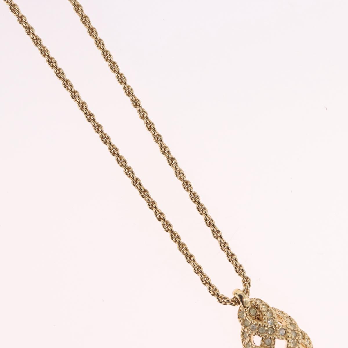 Christian Dior Mesh Top Necklace Metal Gold Tone Auth SW2516