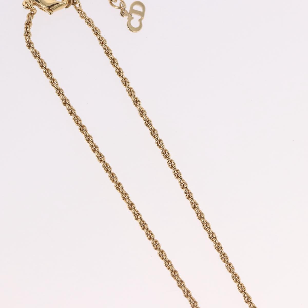 Christian Dior Mesh Top Necklace Metal Gold Tone Auth SW2516