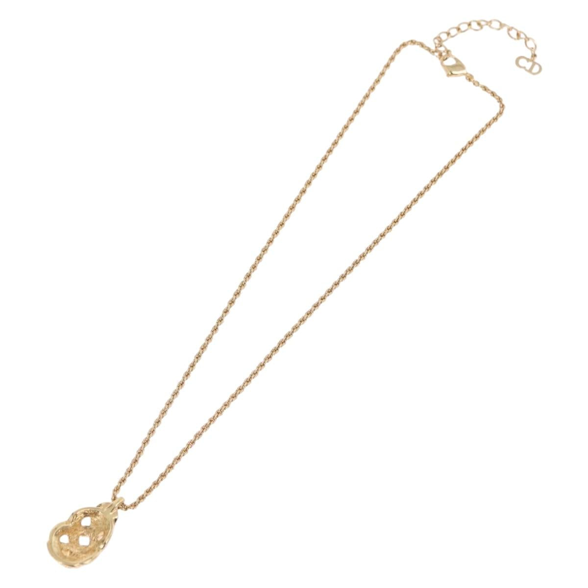 Christian Dior Mesh Top Necklace Metal Gold Tone Auth SW2516
