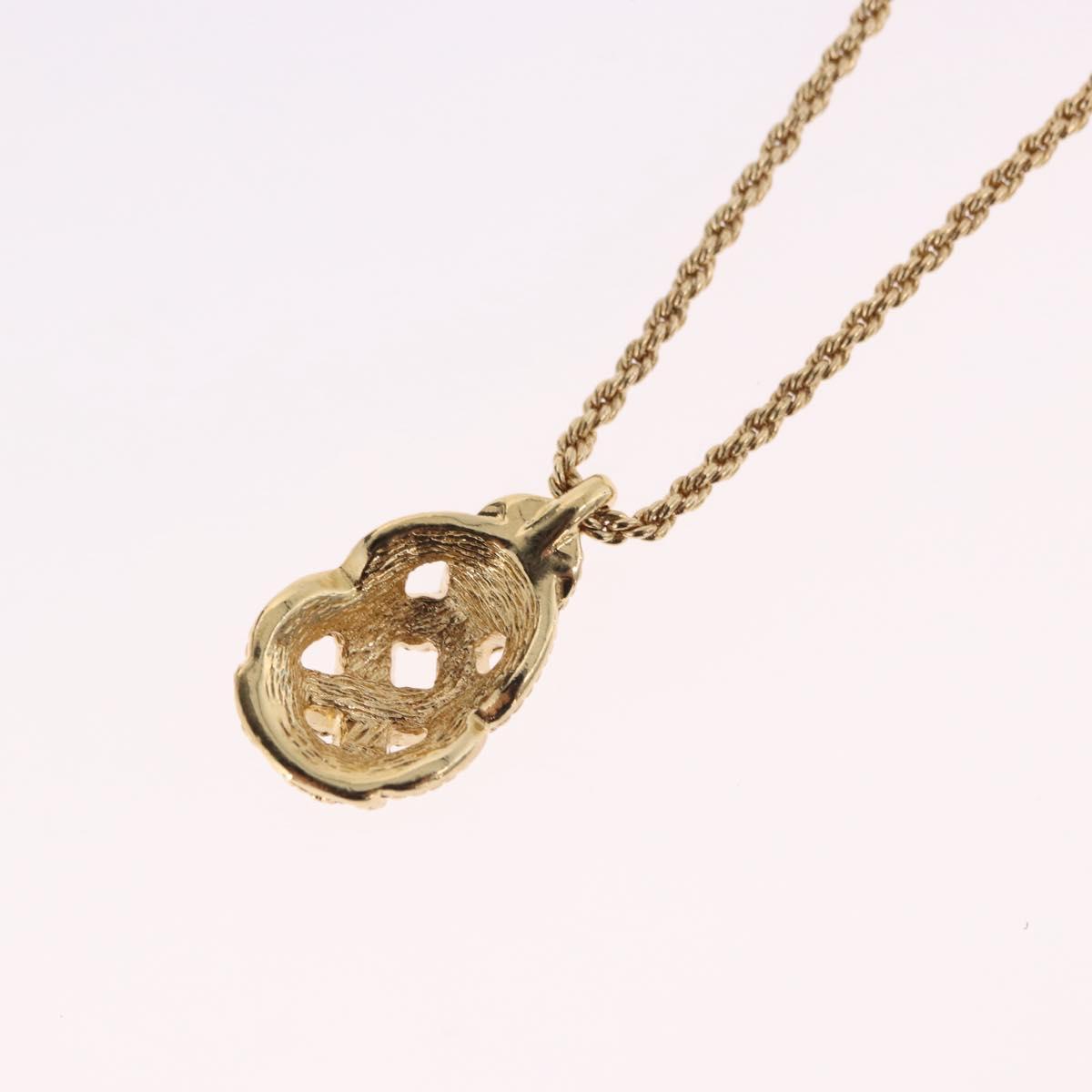 Christian Dior Mesh Top Necklace Metal Gold Tone Auth SW2516
