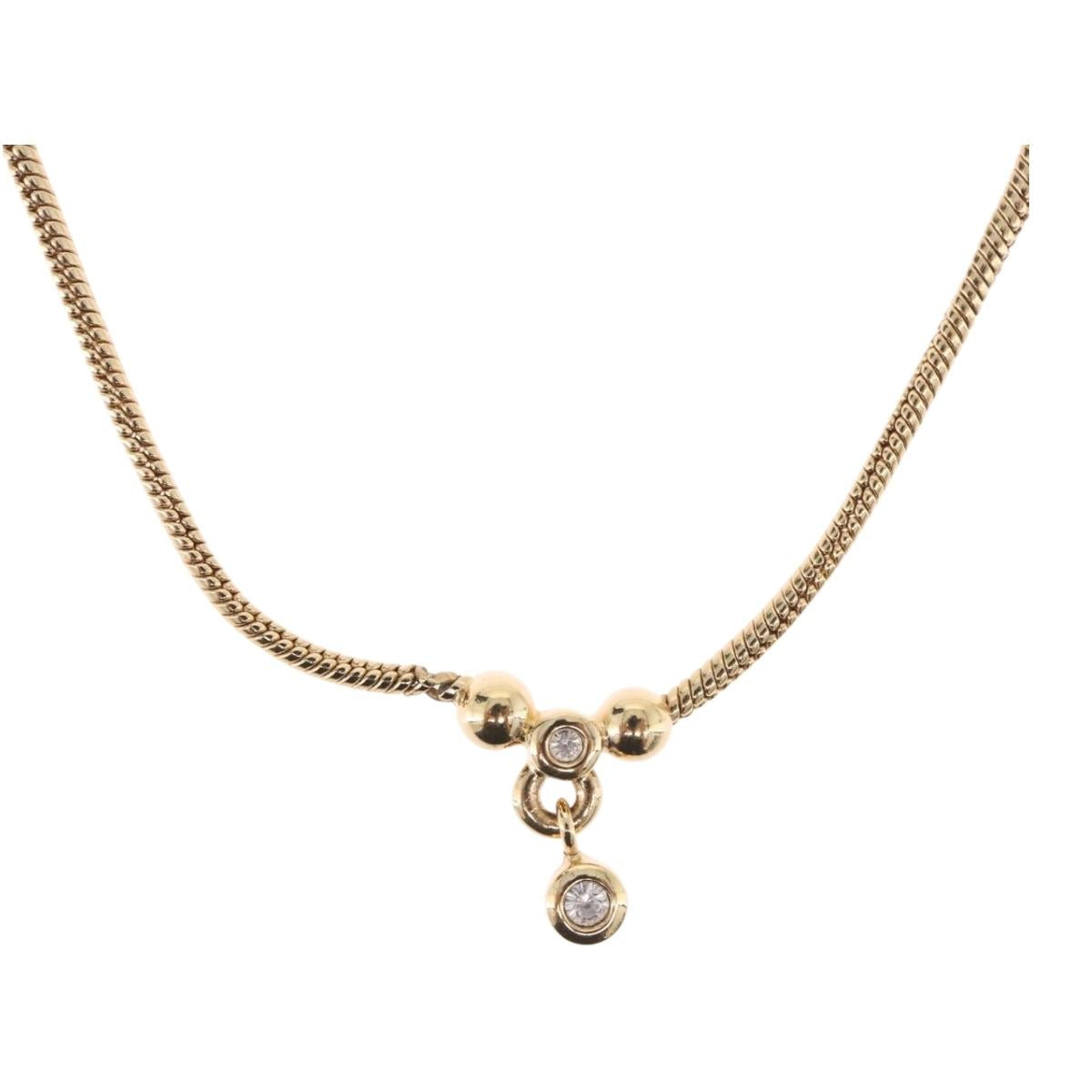 Christian Dior Snake Chain Necklace Metal Gold Tone Auth SW2518