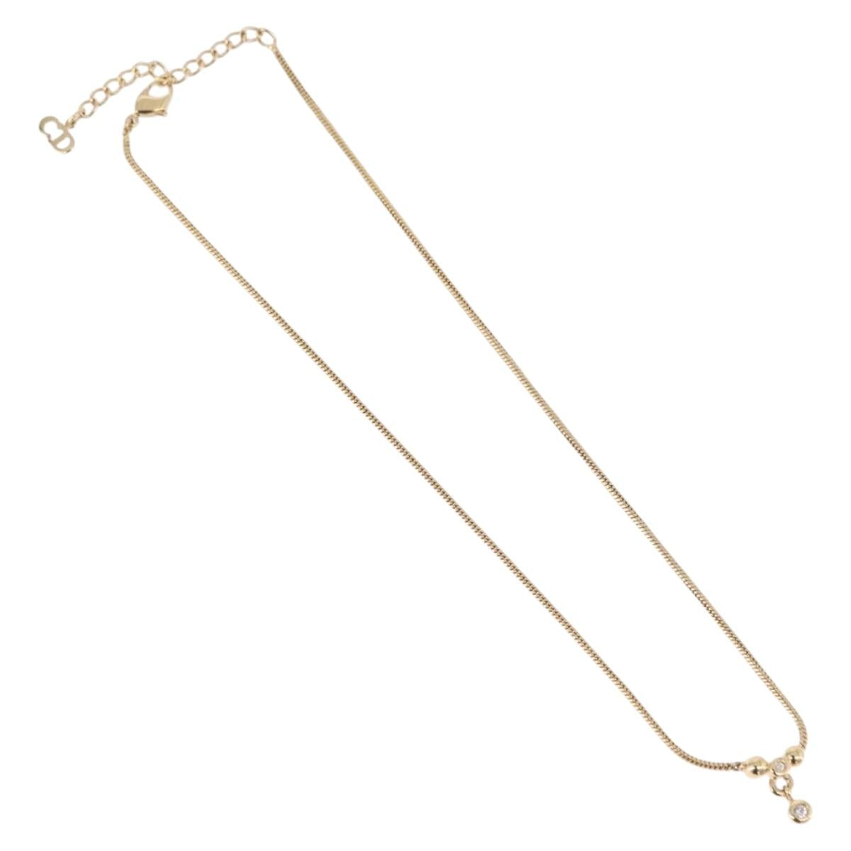 Christian Dior Snake Chain Necklace Metal Gold Tone Auth SW2518