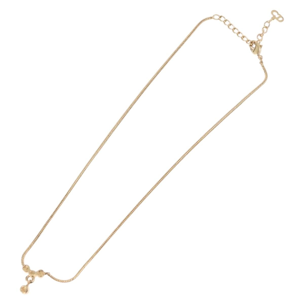 Christian Dior Snake Chain Necklace Metal Gold Tone Auth SW2518