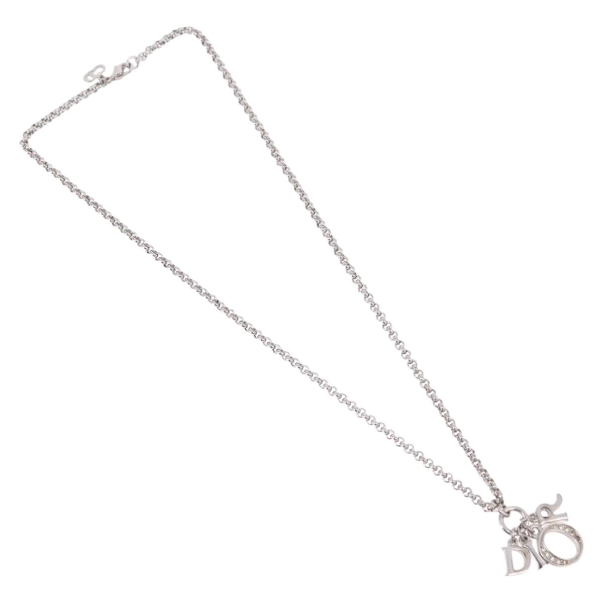 Christian Dior Necklace Metal Silver Auth SW2520