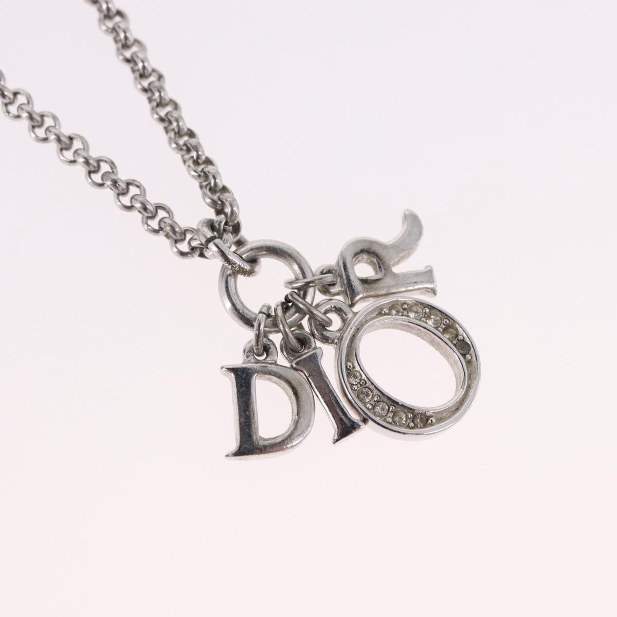 Christian Dior Necklace Metal Silver Auth SW2520