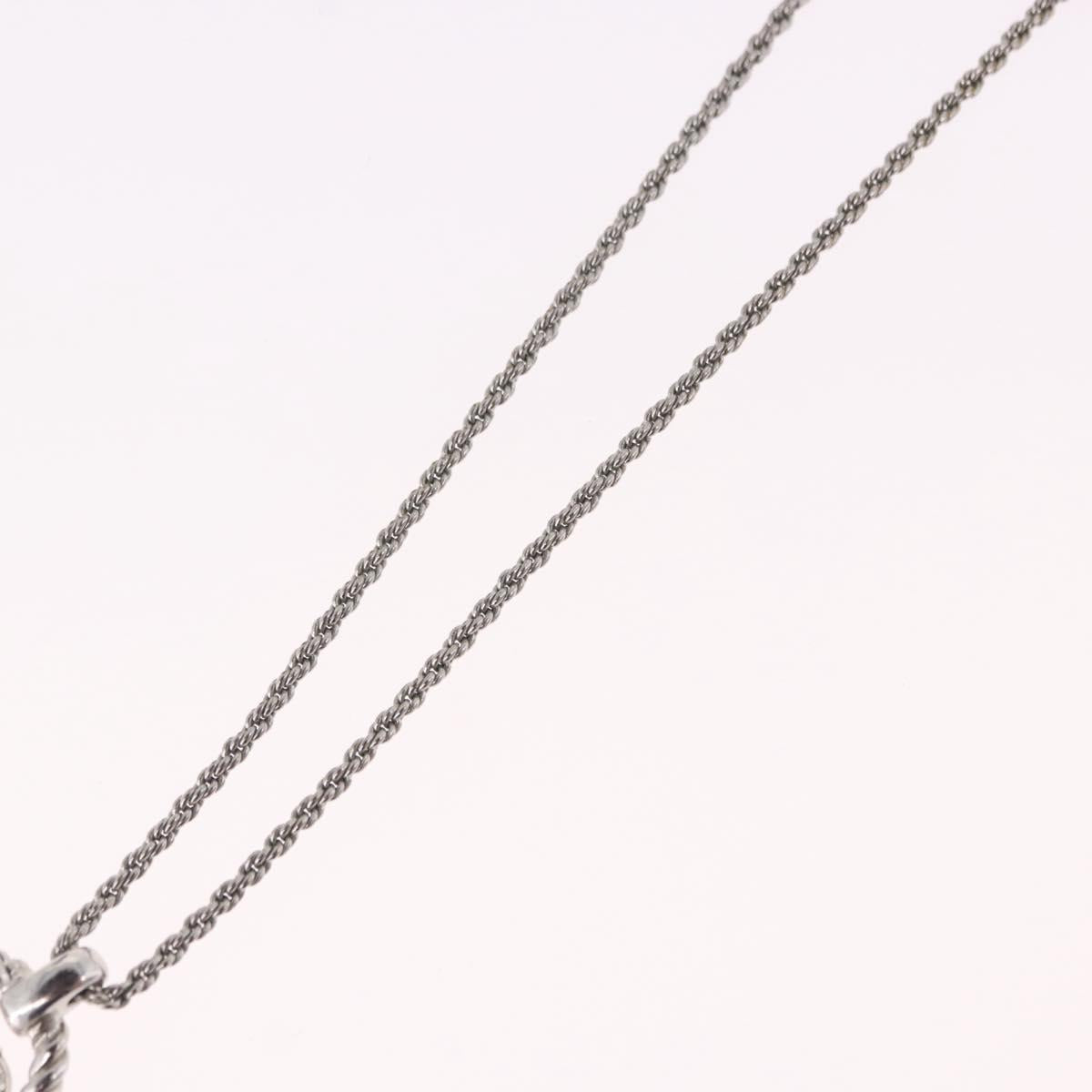 Christian Dior Rope Circle Logo Necklace Metal Silver Auth SW2521