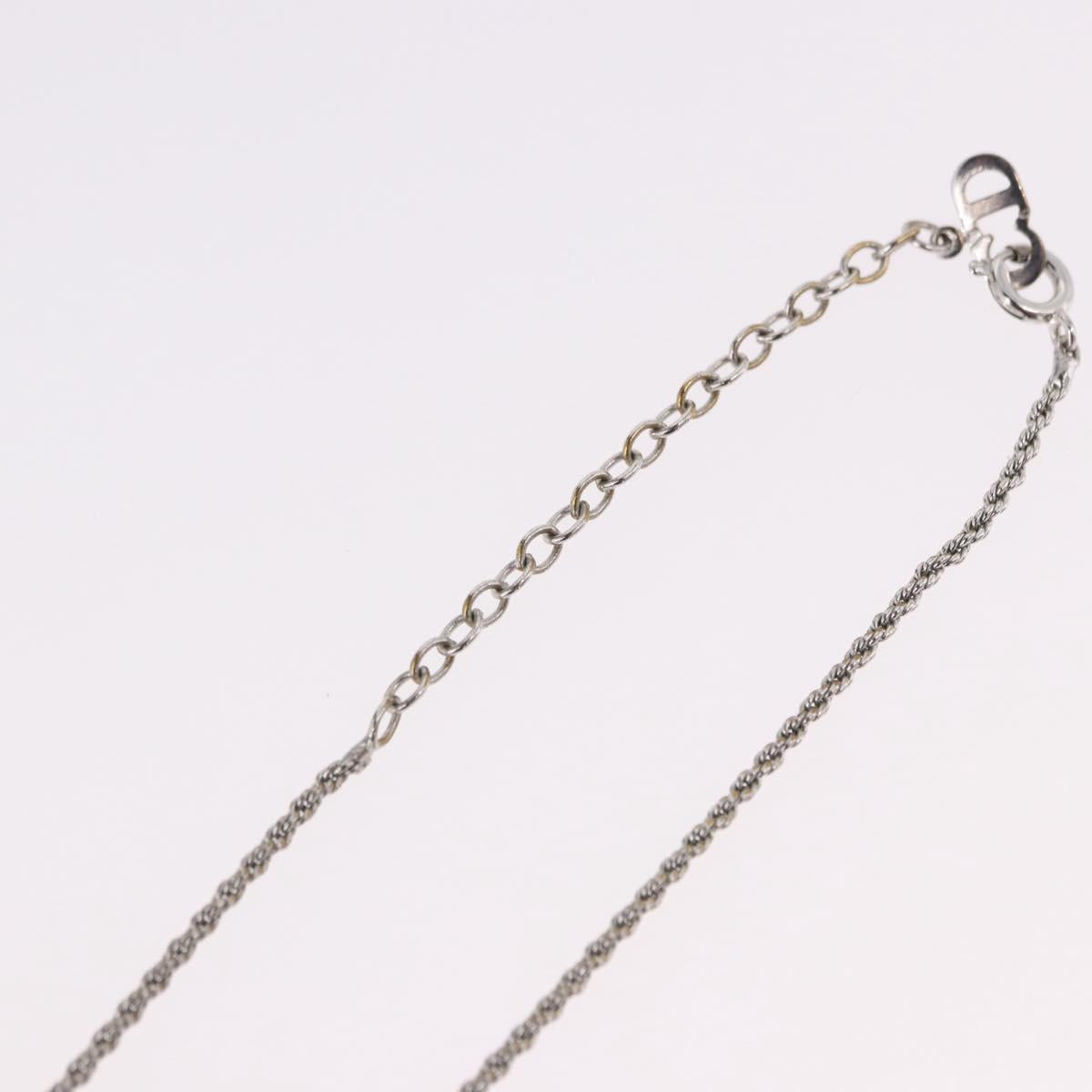 Christian Dior Rope Circle Logo Necklace Metal Silver Auth SW2521