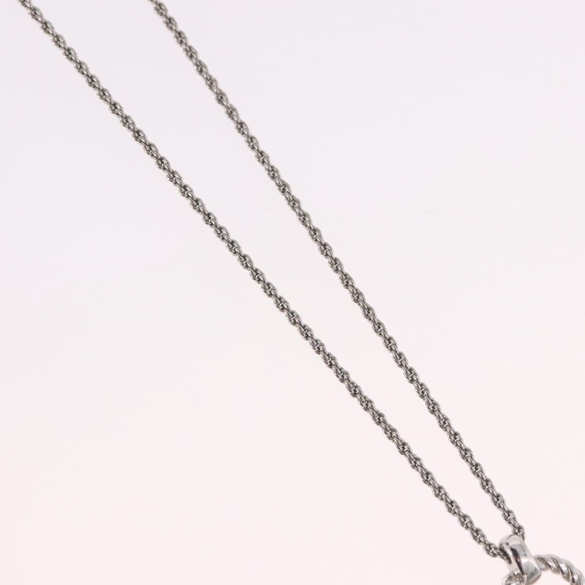 Christian Dior Rope Circle Logo Necklace Metal Silver Auth SW2521