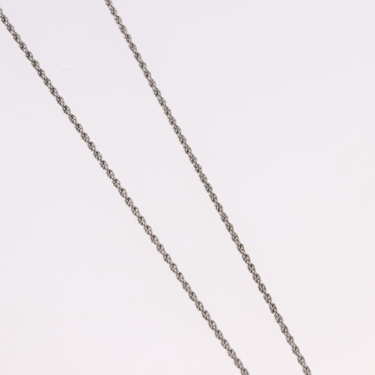 Christian Dior Rope Circle Logo Necklace Metal Silver Auth SW2521
