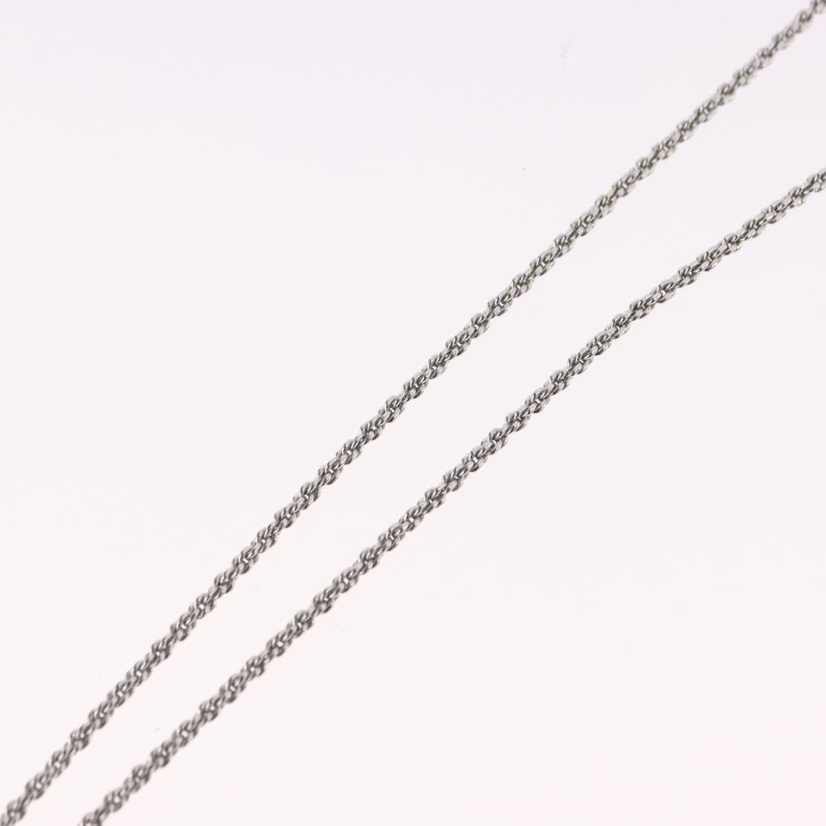 Christian Dior Rope Circle Logo Necklace Metal Silver Auth SW2522