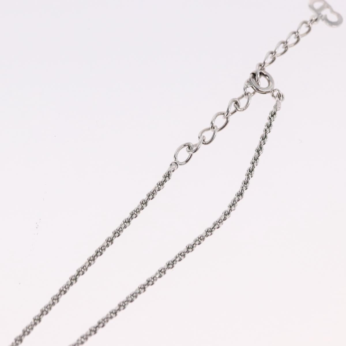 Christian Dior Rope Circle Logo Necklace Metal Silver Auth SW2522
