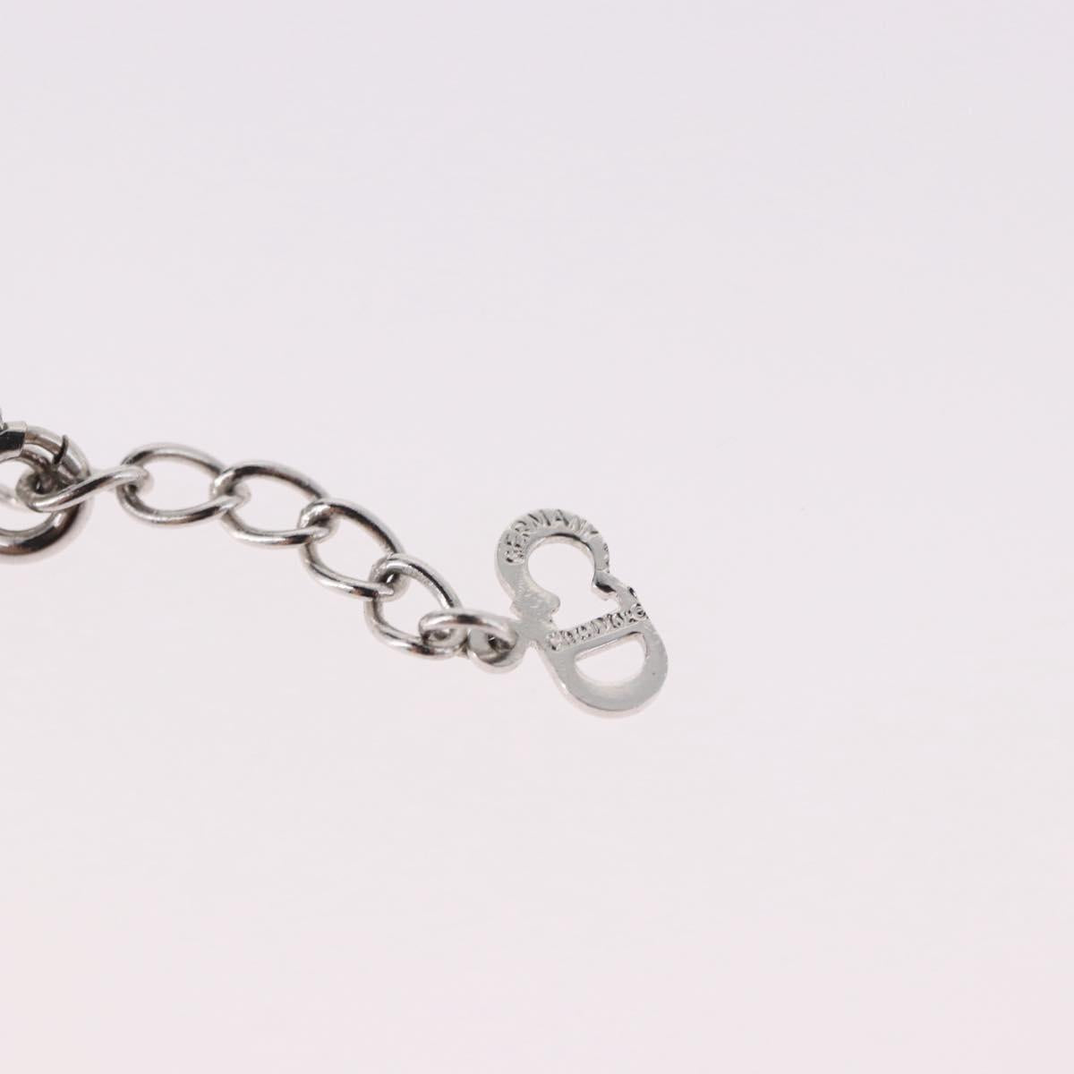 Christian Dior Rope Circle Logo Necklace Metal Silver Auth SW2522