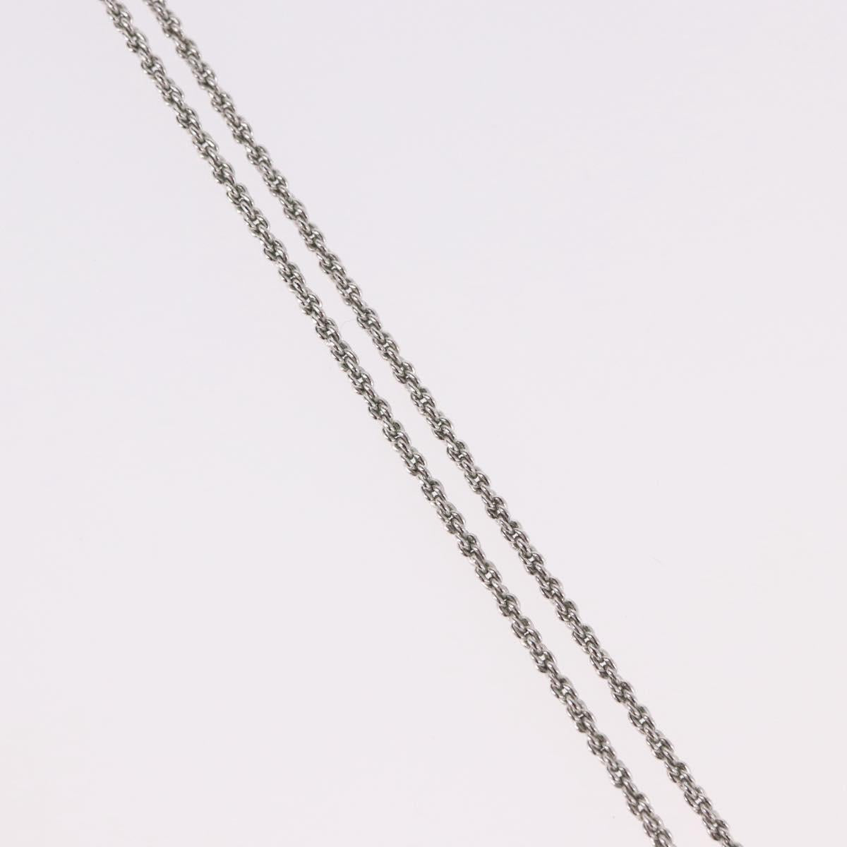 Christian Dior Rope Circle Logo Necklace Metal Silver Auth SW2522