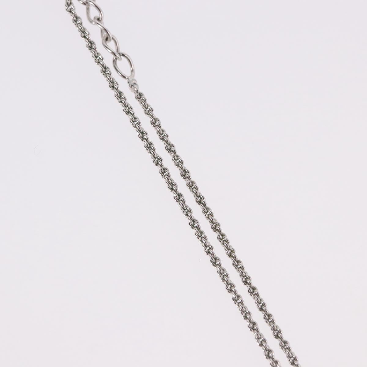 Christian Dior Rope Circle Logo Necklace Metal Silver Auth SW2522