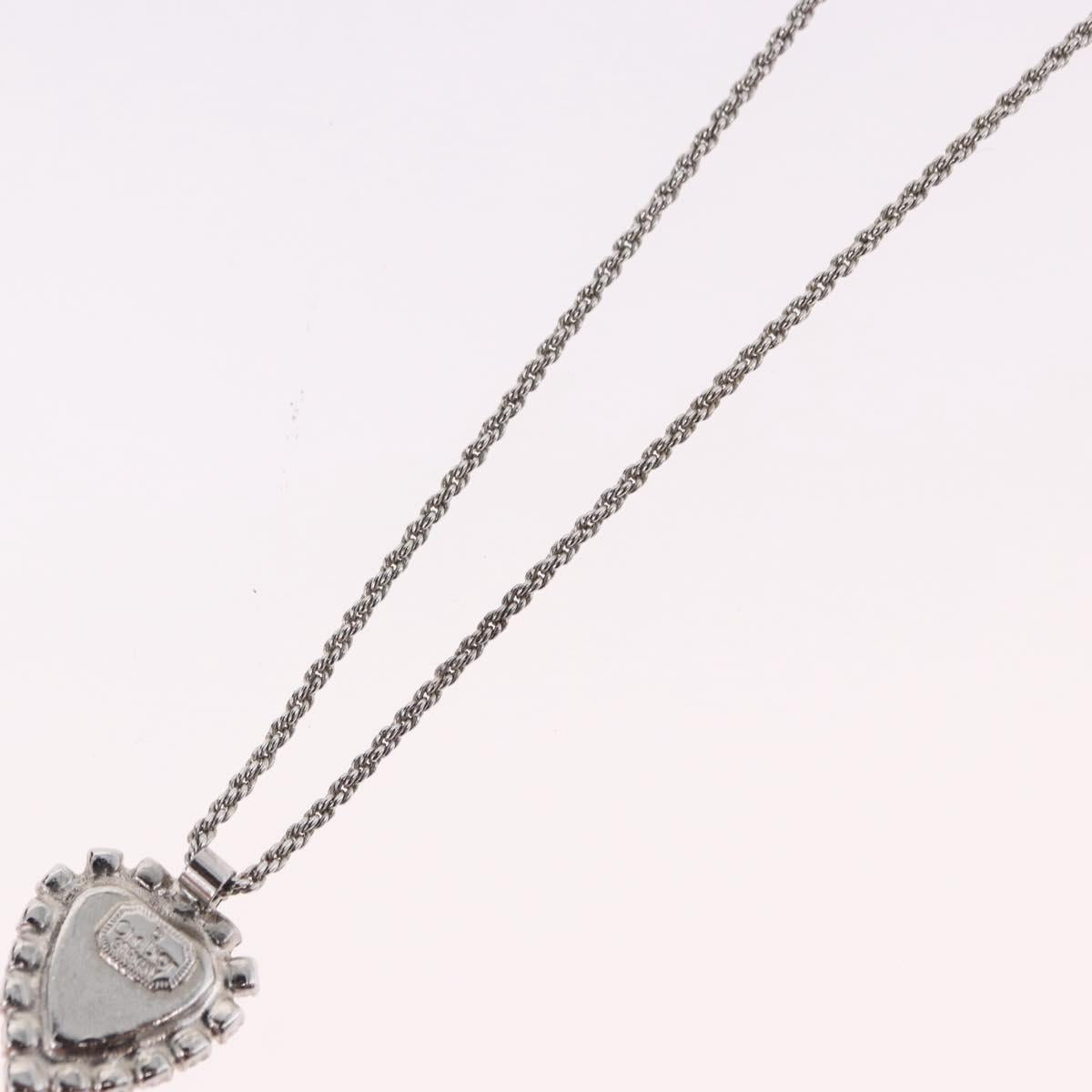 Christian Dior Colored Stone Necklace Metal Silver Auth SW2523
