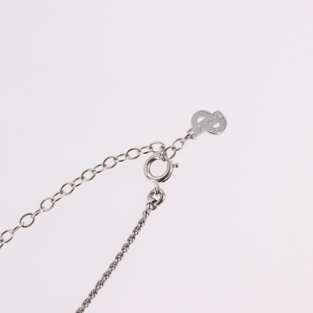 Christian Dior Colored Stone Necklace Metal Silver Auth SW2523