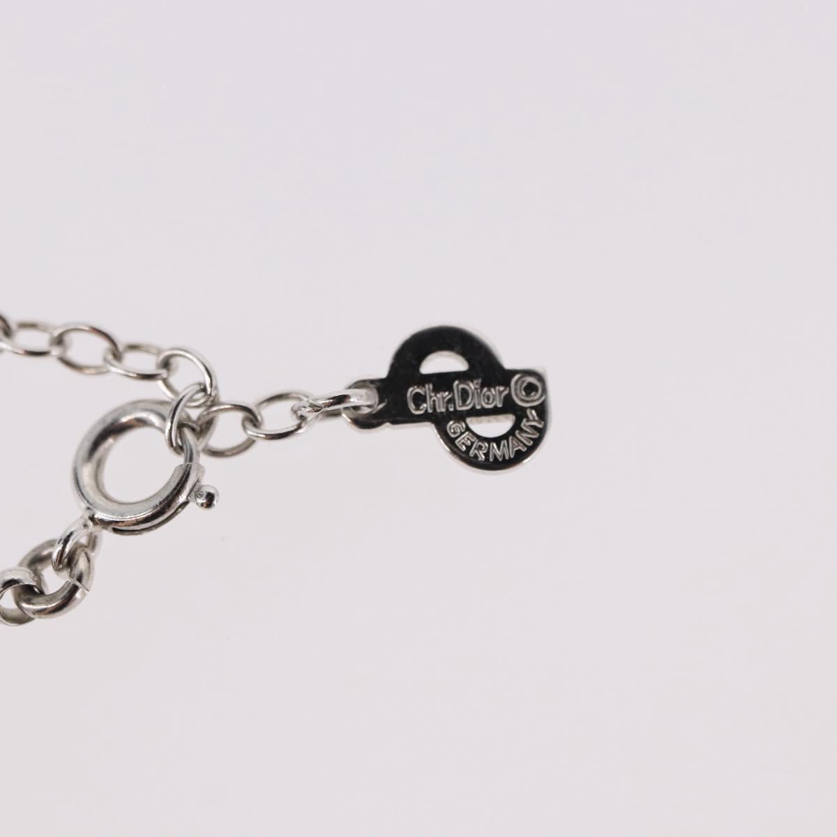 Christian Dior Colored Stone Necklace Metal Silver Auth SW2523