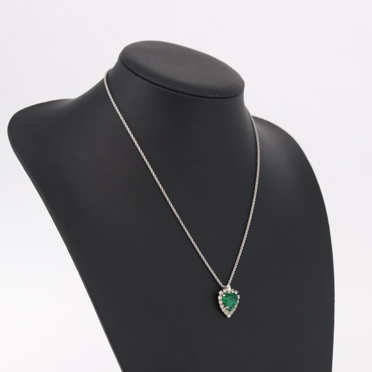 Christian Dior Colored Stone Necklace Metal Silver Auth SW2523