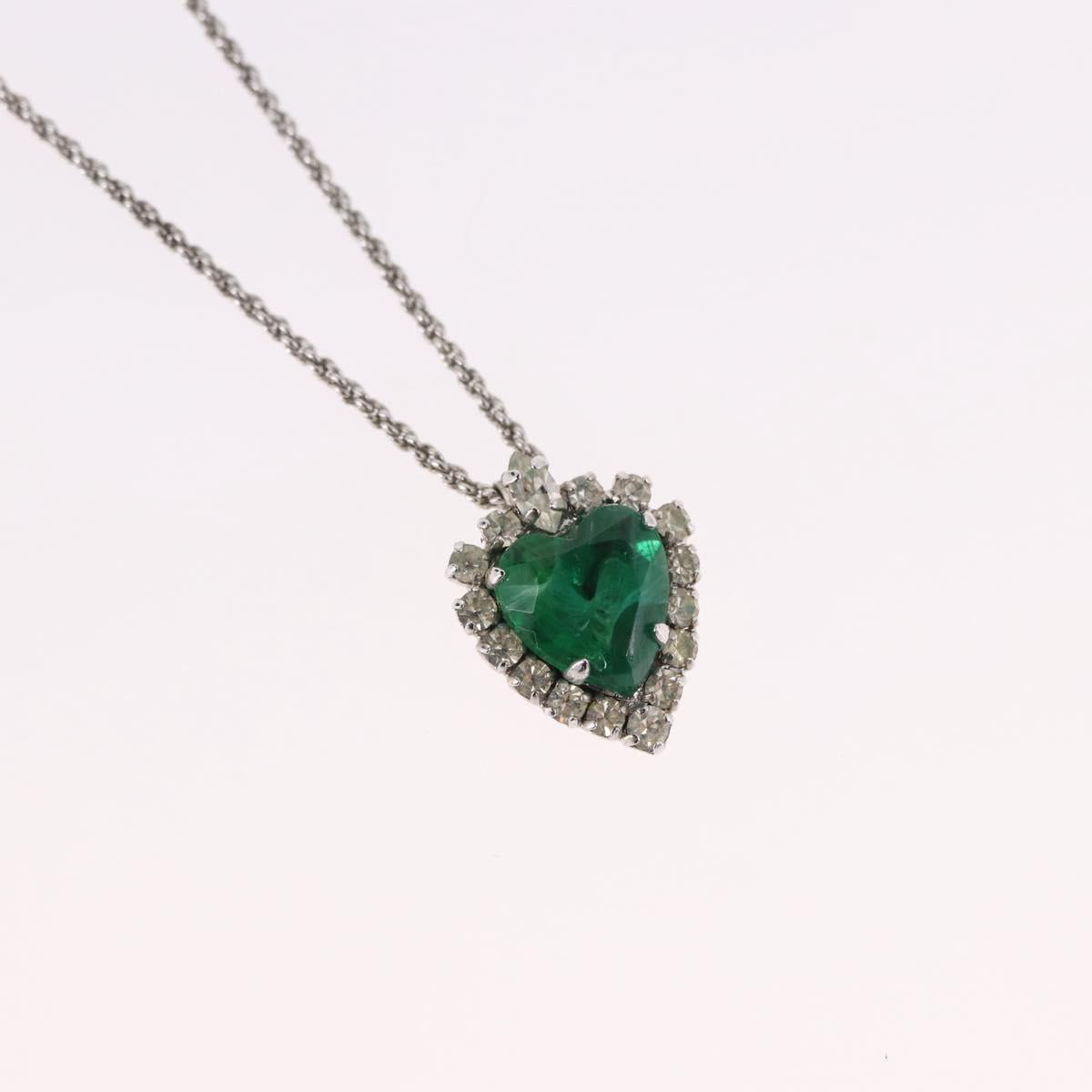 Christian Dior Colored Stone Necklace Metal Silver Auth SW2523