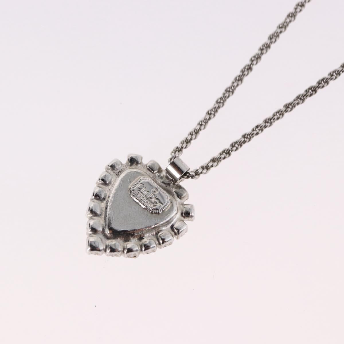 Christian Dior Colored Stone Necklace Metal Silver Auth SW2523