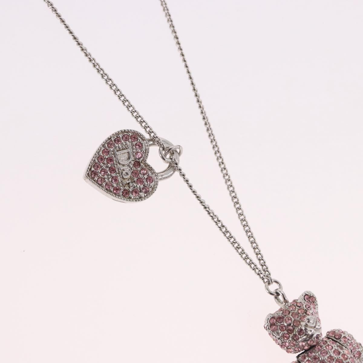 Christian Dior Bear Motif Necklace Metal Silver Auth SW2524