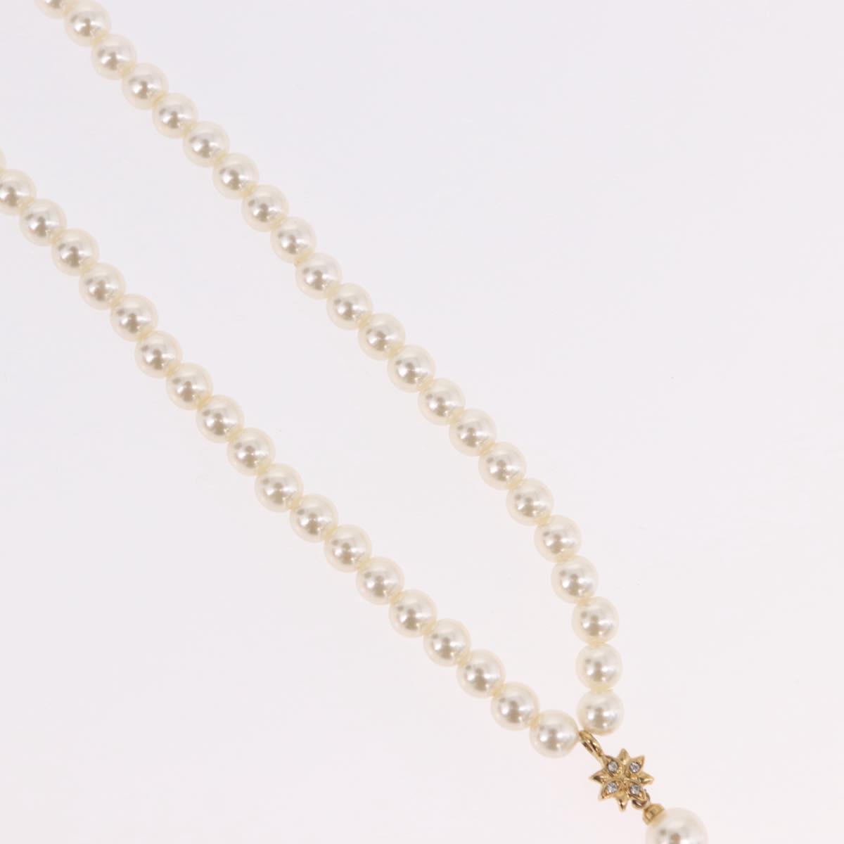 Christian Dior Pearl Necklace Metal White Gold Auth SW2525A