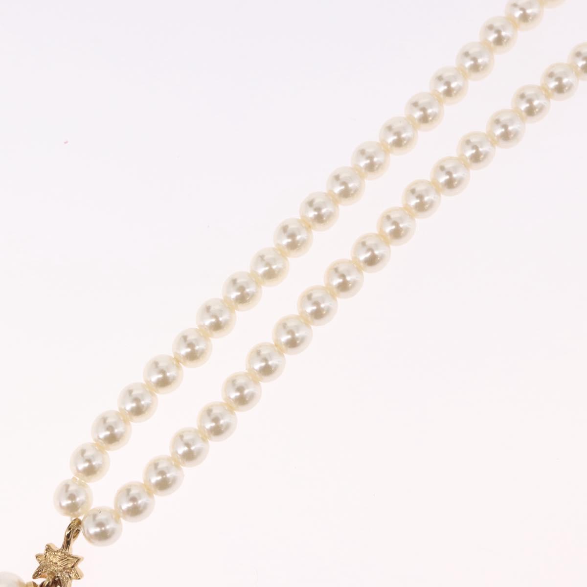 Christian Dior Pearl Necklace Metal White Gold Auth SW2525A
