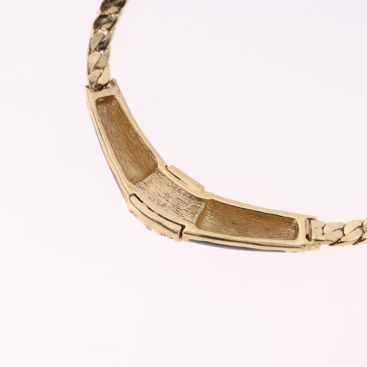 Christian Dior Lacquer Design Choker Necklace Metal Gold Tone Auth SW2529