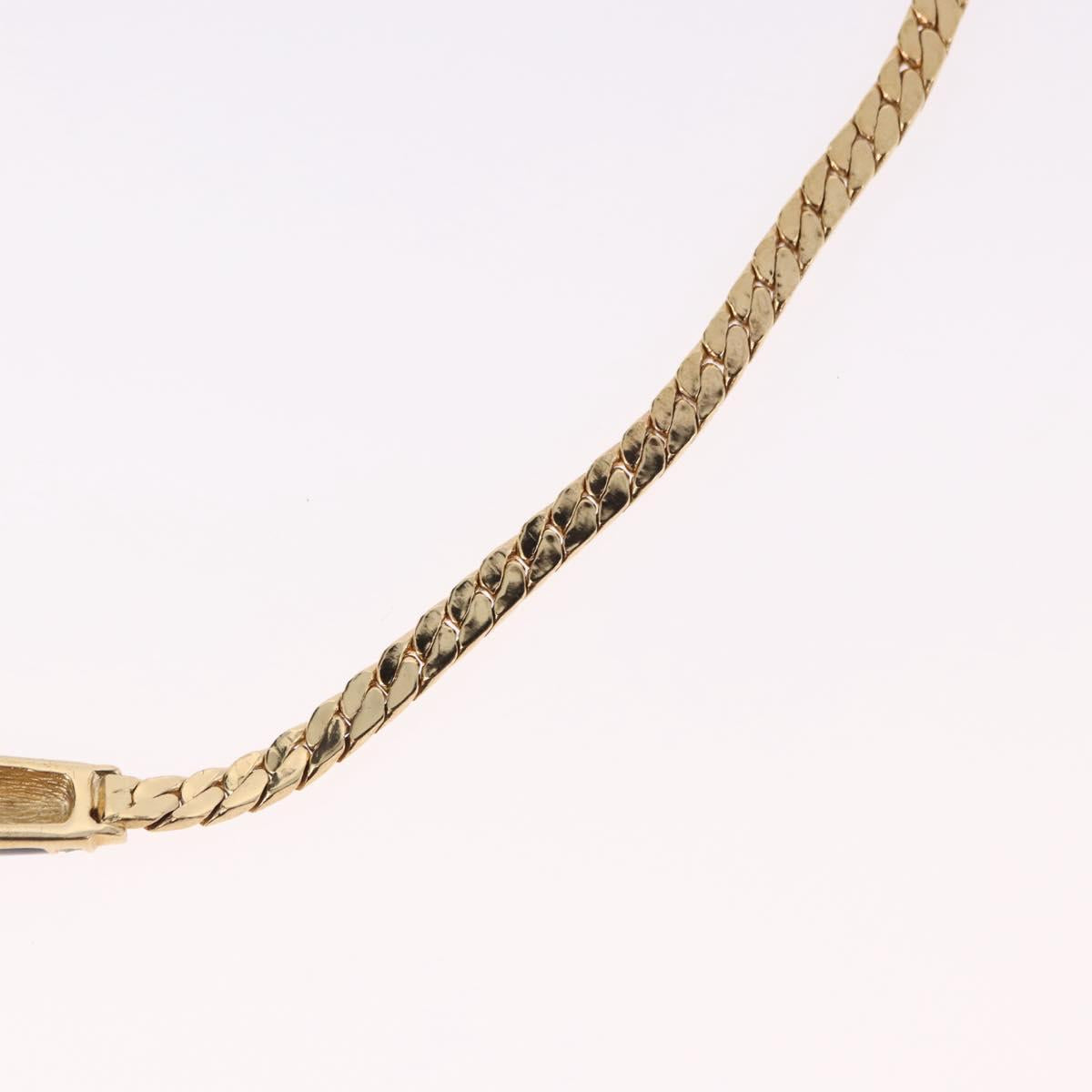 Christian Dior Lacquer Design Choker Necklace Metal Gold Tone Auth SW2529