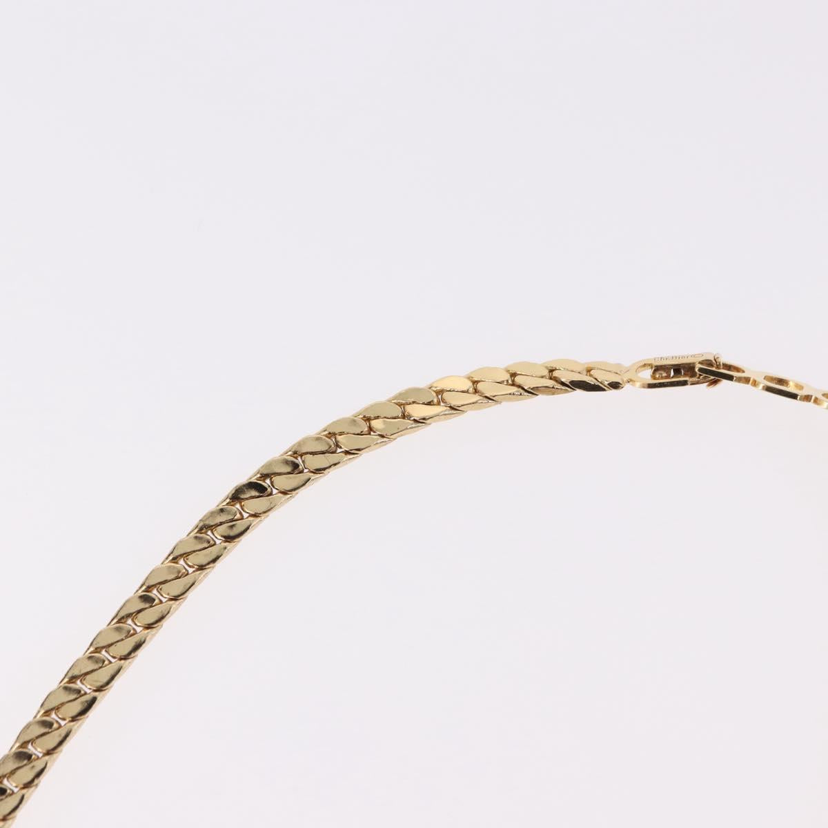 Christian Dior Lacquer Design Choker Necklace Metal Gold Tone Auth SW2529