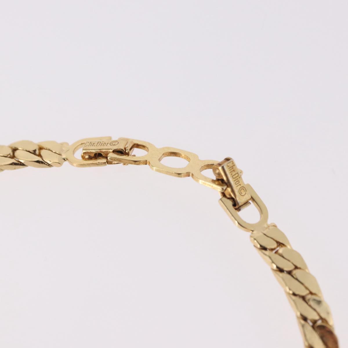 Christian Dior Lacquer Design Choker Necklace Metal Gold Tone Auth SW2529
