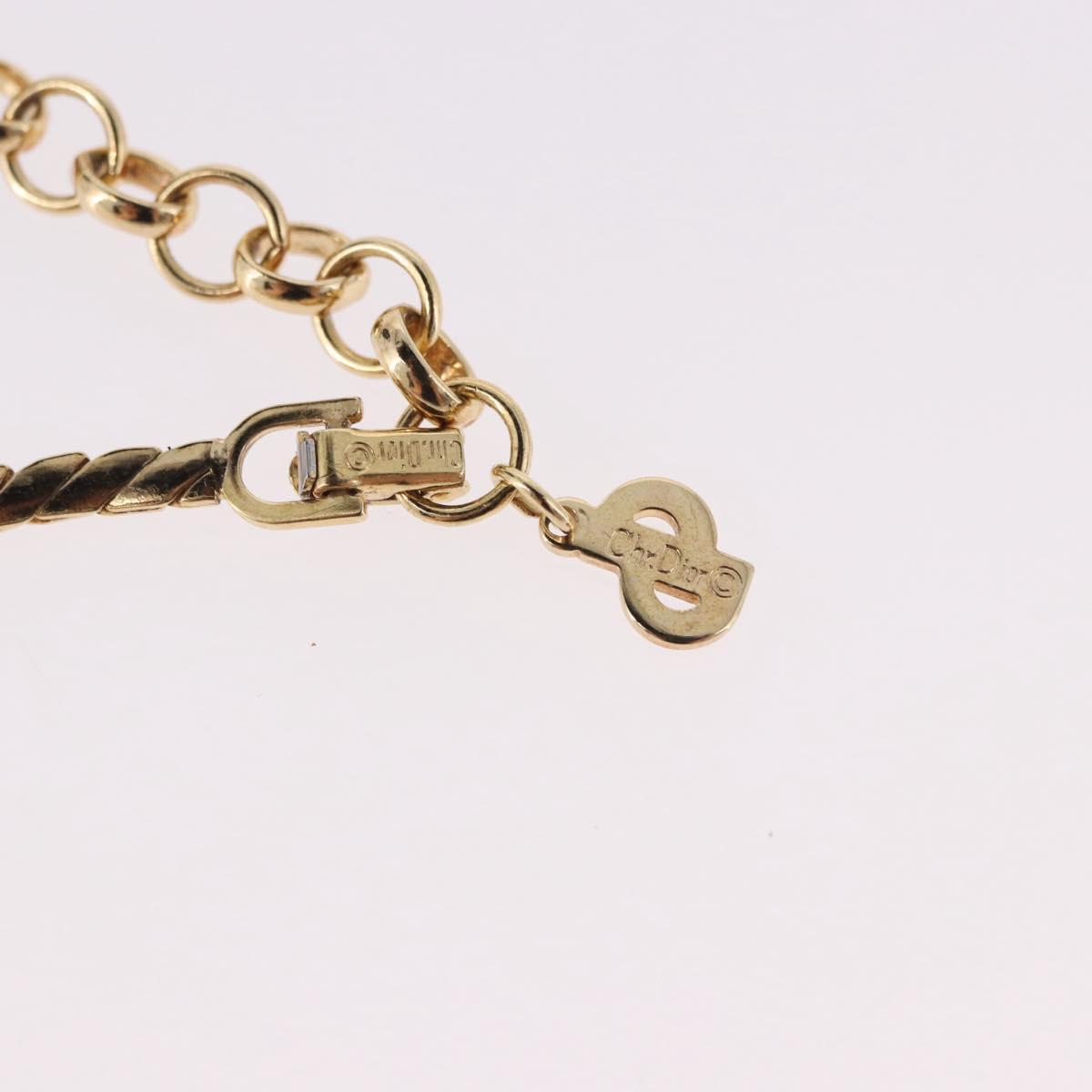 Christian Dior Oval Pearl Choker Necklace Metal Gold Tone Auth SW2530