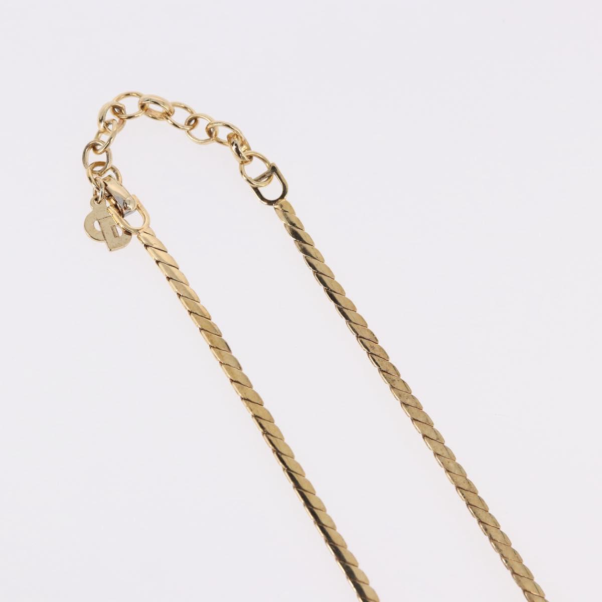 Christian Dior Oval Pearl Choker Necklace Metal Gold Tone Auth SW2530