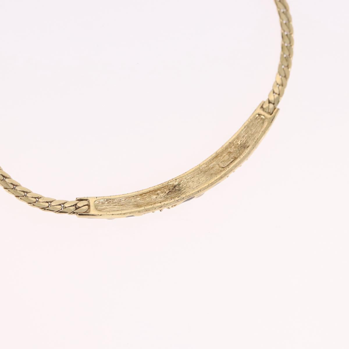Christian Dior Choker Necklace Metal Gold Tone Auth SW2531