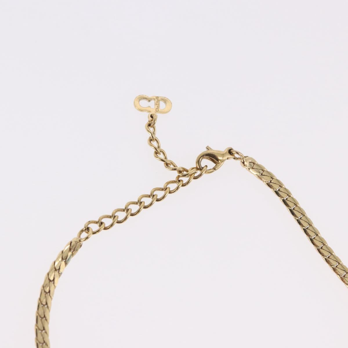 Christian Dior Choker Necklace Metal Gold Tone Auth SW2531
