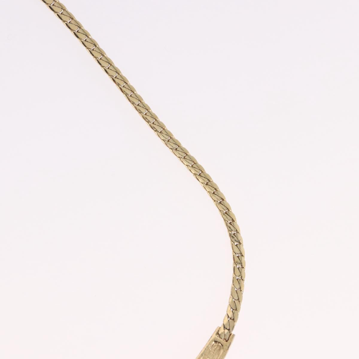 Christian Dior Choker Necklace Metal Gold Tone Auth SW2531
