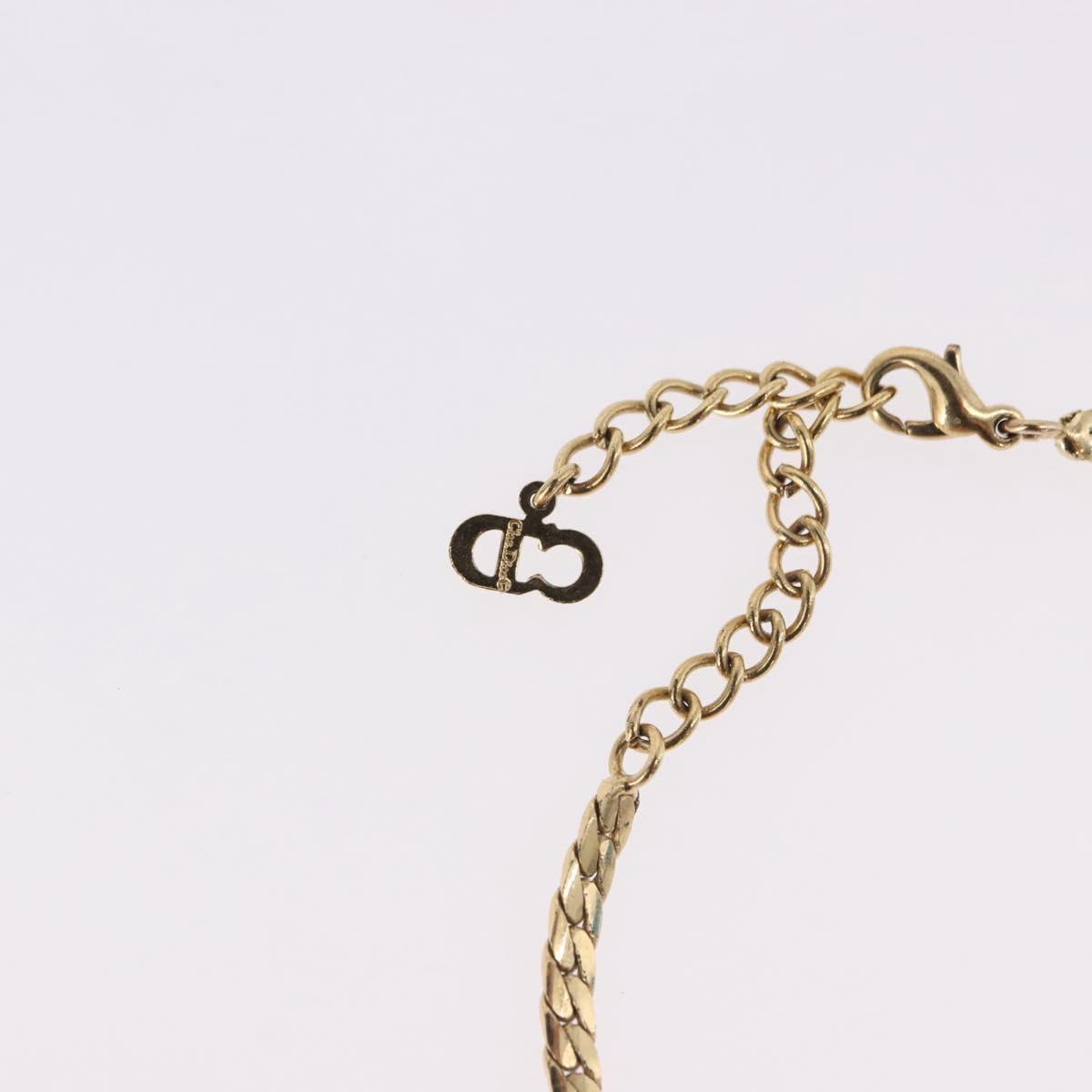 Christian Dior Choker Necklace Metal Gold Tone Auth SW2531