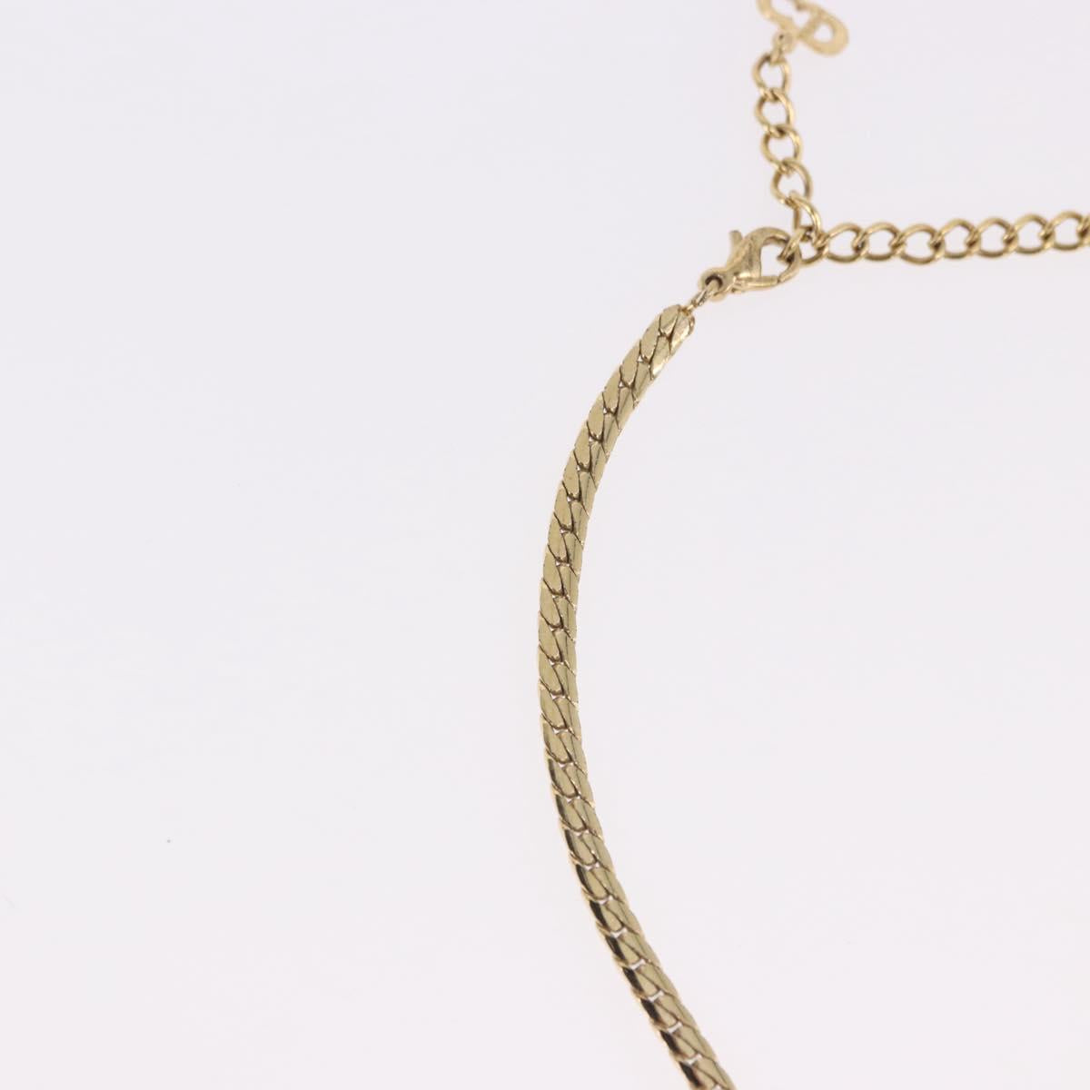 Christian Dior Choker Necklace Metal Gold Tone Auth SW2531