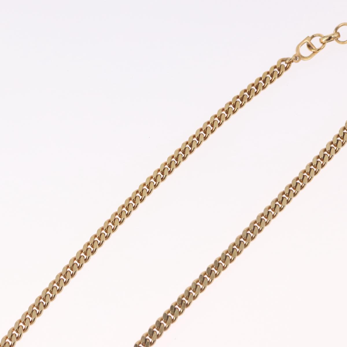 Christian Dior Colored Stone Necklace Metal Gold Tone Auth SW2532