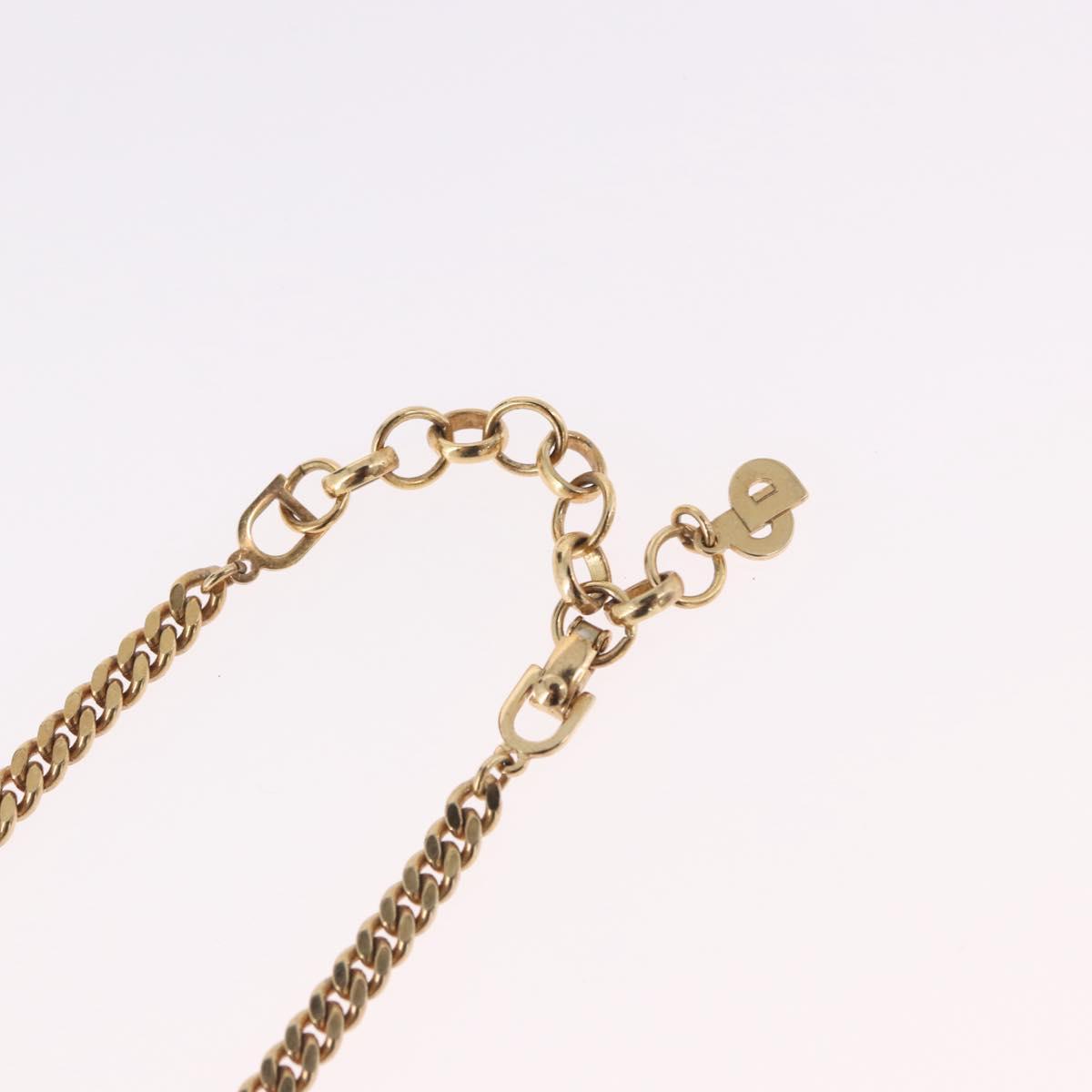 Christian Dior Colored Stone Necklace Metal Gold Tone Auth SW2532