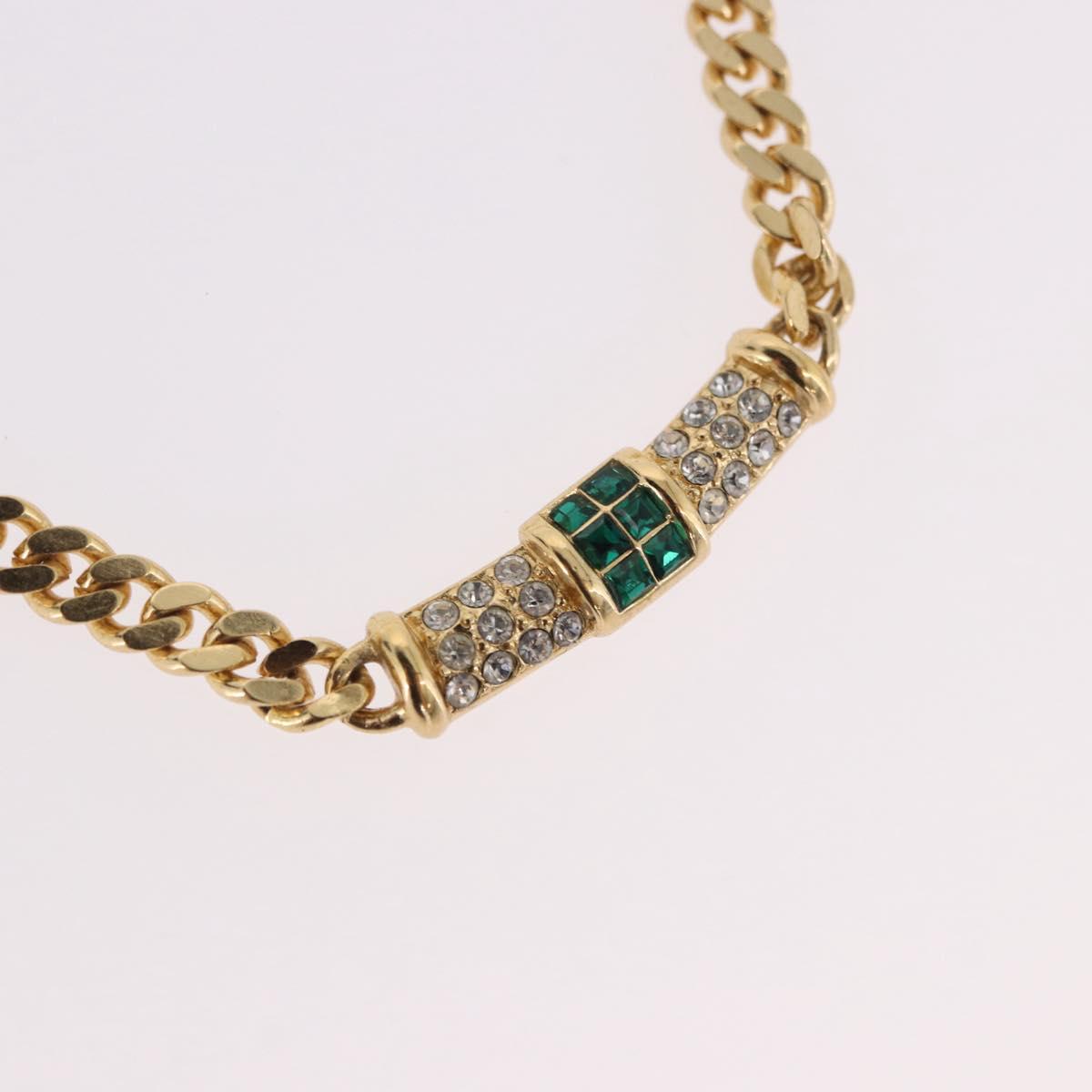 Christian Dior Colored Stone Necklace Metal Gold Tone Auth SW2533