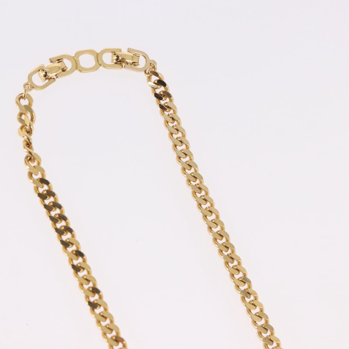 Christian Dior Colored Stone Necklace Metal Gold Tone Auth SW2533
