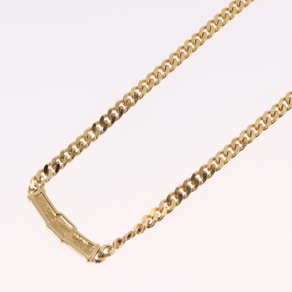 Christian Dior Colored Stone Necklace Metal Gold Tone Auth SW2533