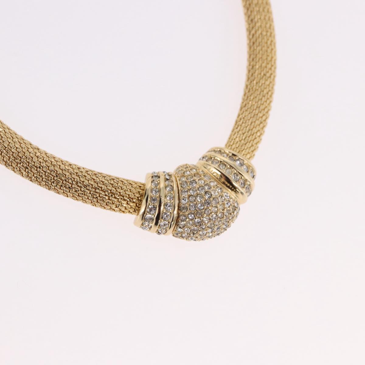 Christian Dior Choker Necklace Metal Gold Tone Auth SW2534A