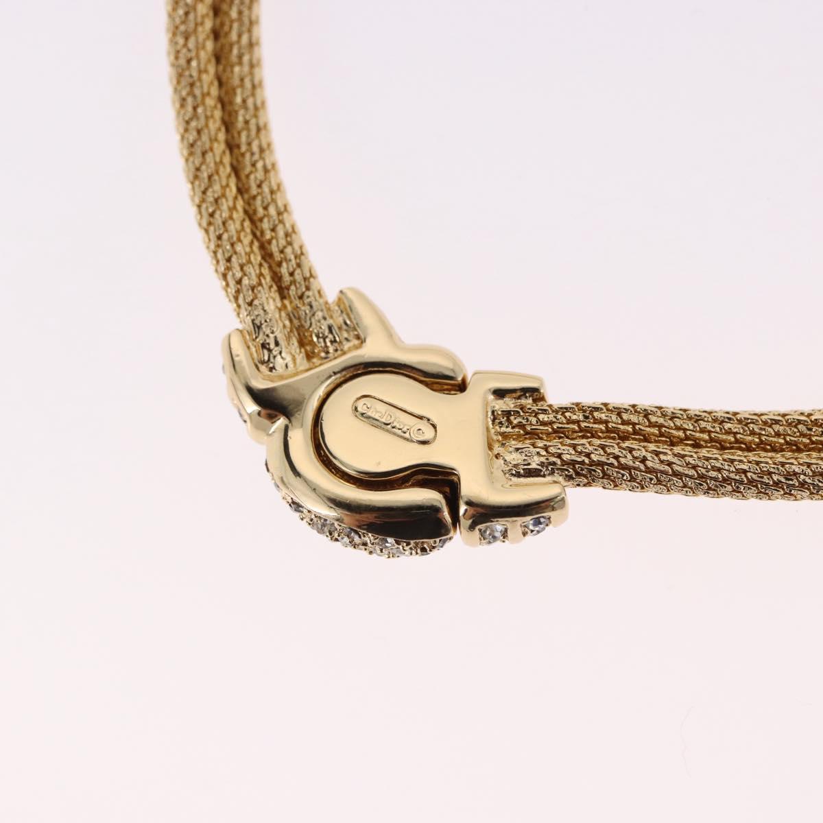 Christian Dior Choker Necklace Metal Gold Tone Auth SW2534A