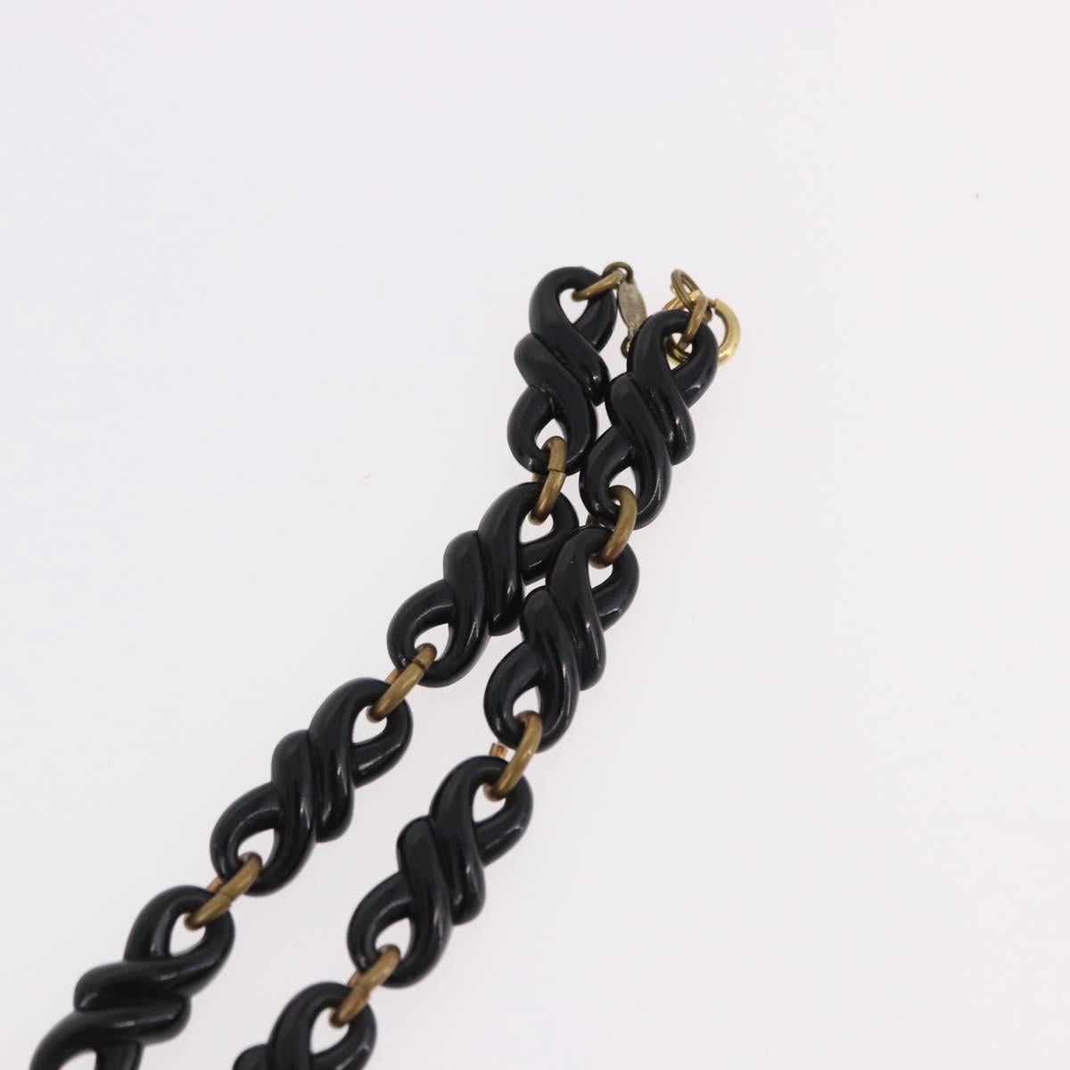 Christian Dior Chain Necklace Metal Black Gold Auth SW2535
