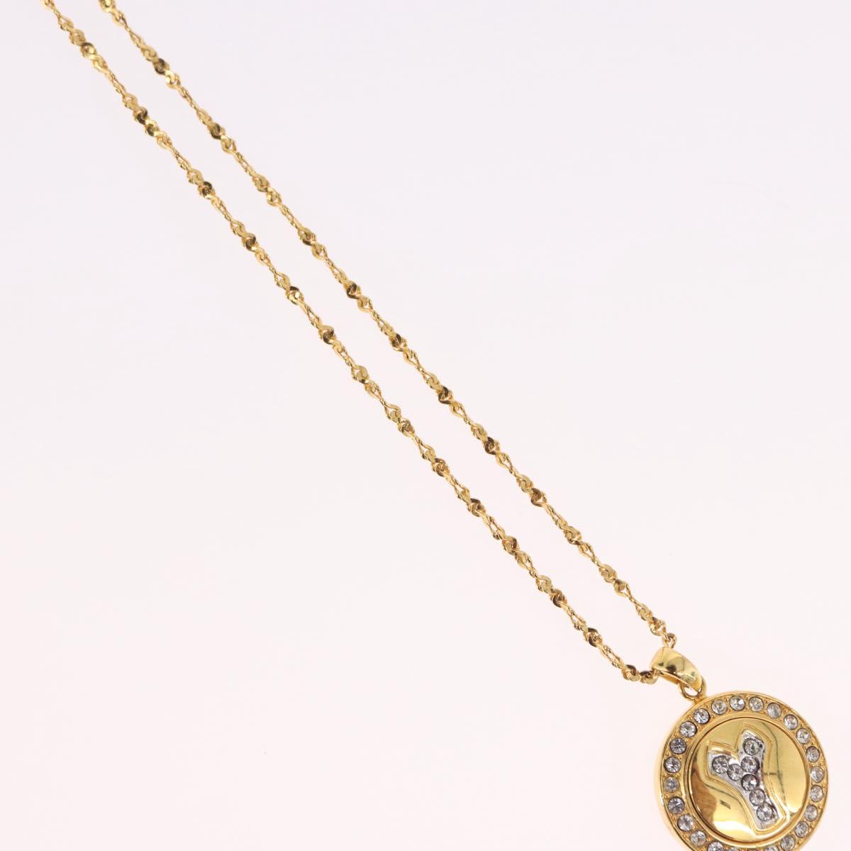 SAINT LAURENT Initials Cointop Necklace Metal Gold Tone Auth SW2536