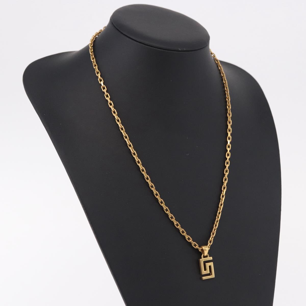 VERSACE Greca Top Necklace Metal Gold Tone Auth SW2537A